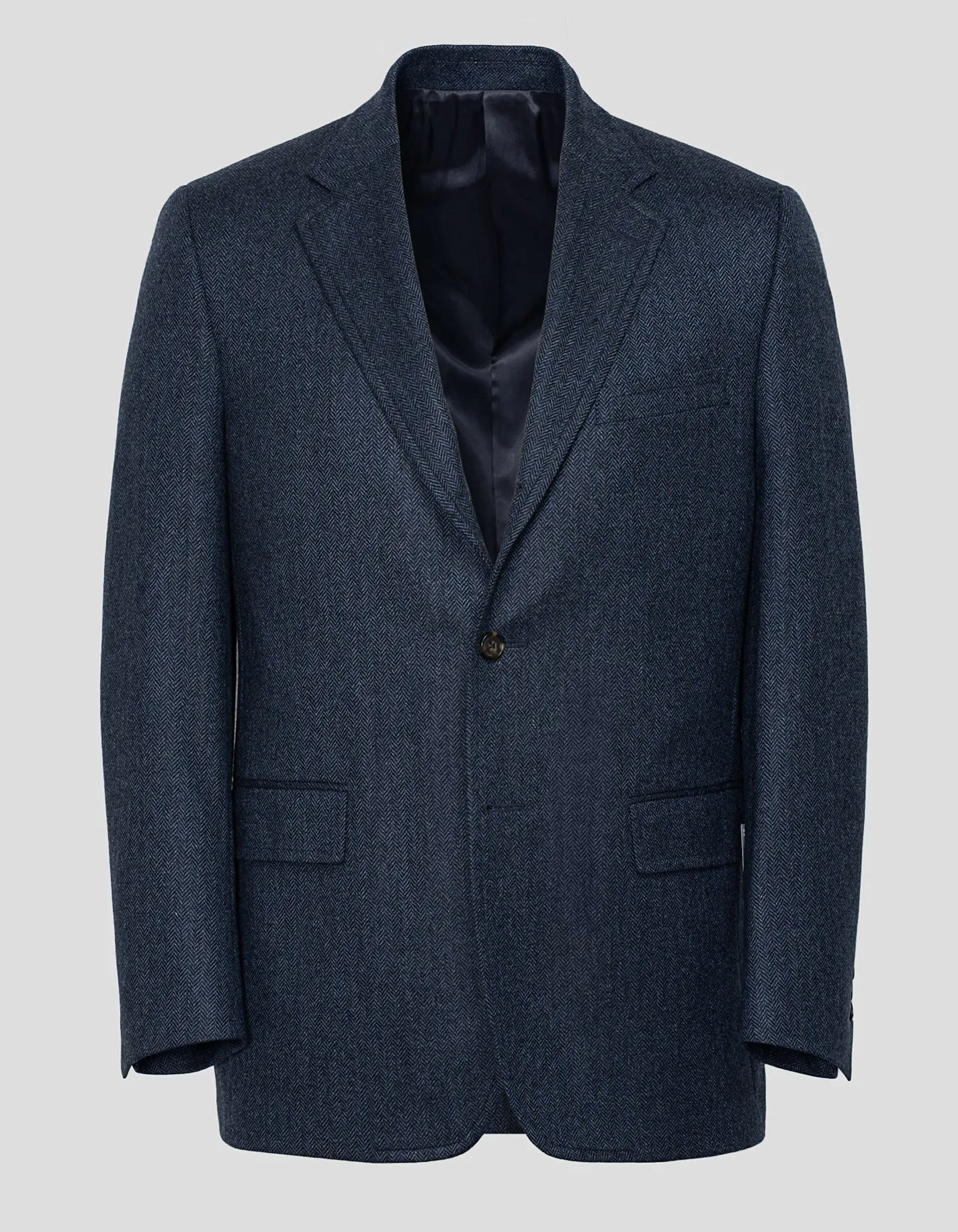 Made-in-Canada Blue Herringbone Pure Cashmere Sport Coat sold by J. Press