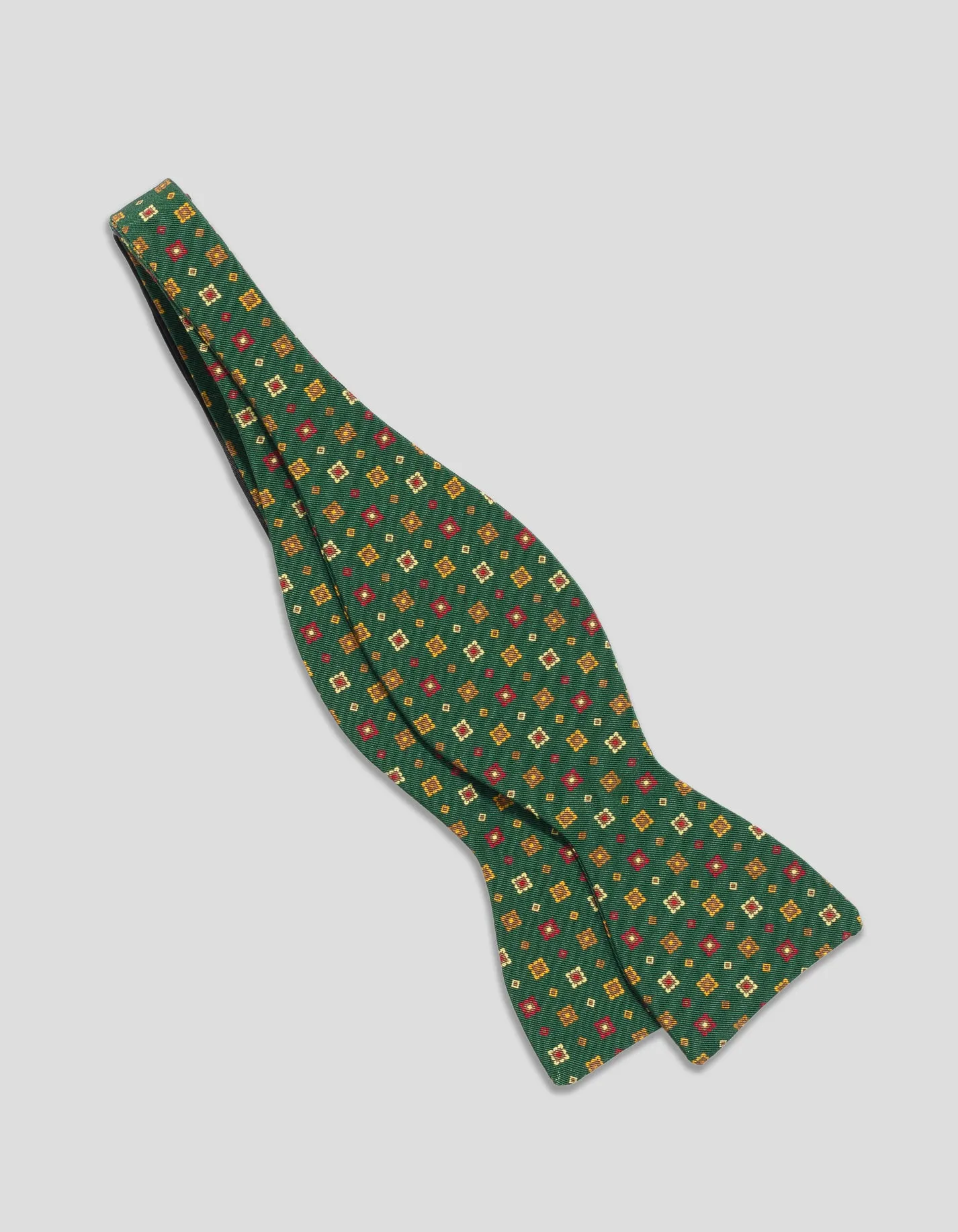 Made-in-England Green & Red Diamonds Irish Poplin Bow Tie sold by J. Press