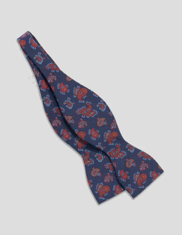 IRISH POPLIN PAISLEY BOW TIE - NAVY/RED sold by J. Press