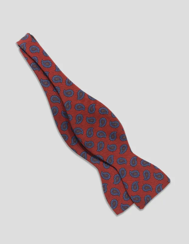 IRISH POPLIN PAISLEY BOW TIE - BURGUNDY/BLUE sold by J. Press