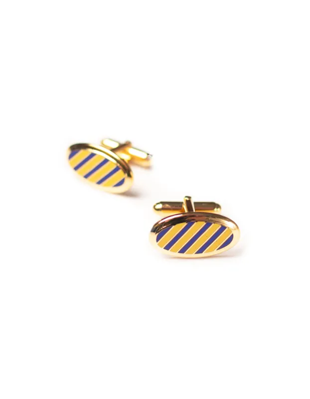 Made-in-USA Navy & Yellow Enamel Repp Stripe Cufflinks sold by J. Press