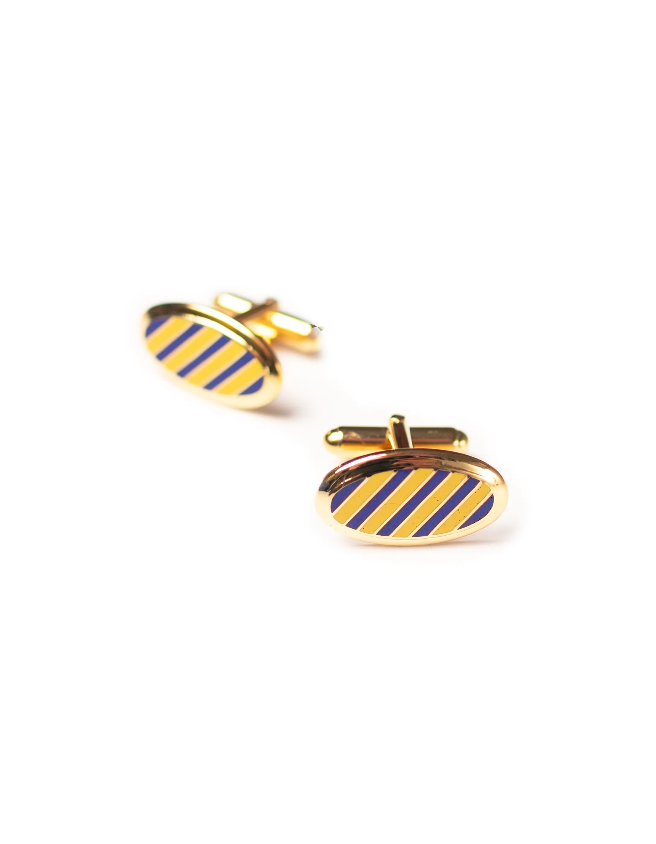 Made-in-USA Navy & Yellow Enamel Repp Stripe Cufflinks sold by J. Press