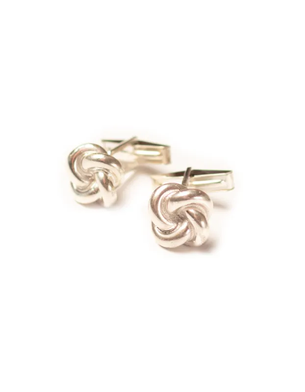 Made-in-USA Silver Finish Monkey's Fist Knot Cufflinks sold by J. Press