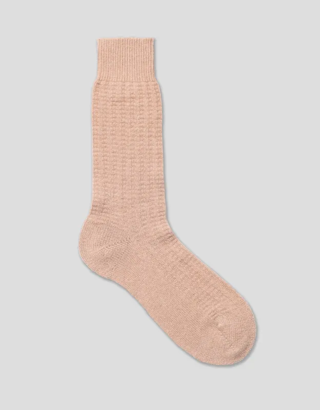 TEXTURED RIB RECYCLED CAHSMERE MID CALF - BEIGE sold by J. Press