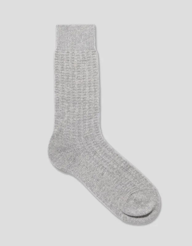 TEXTURED RIB RECYCLED CAHSMERE MID CALF - LIGHT GREY sold by J. Press