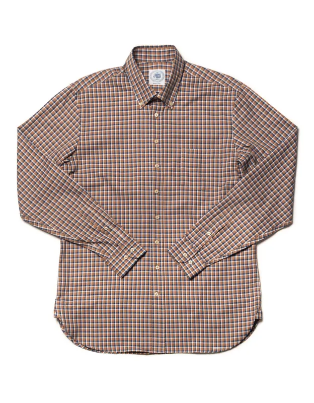 BROWN WITH NAVY/WHITE PANE SPORT SHIRT sold by J. Press