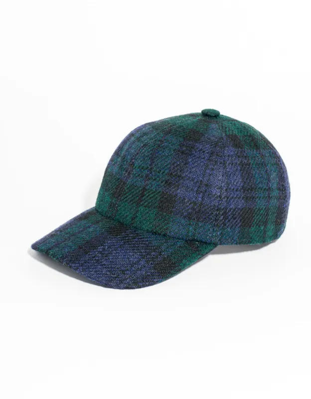 HARRIS TWEED BASEBALL CAP - BLACKWATCH sold by J. Press