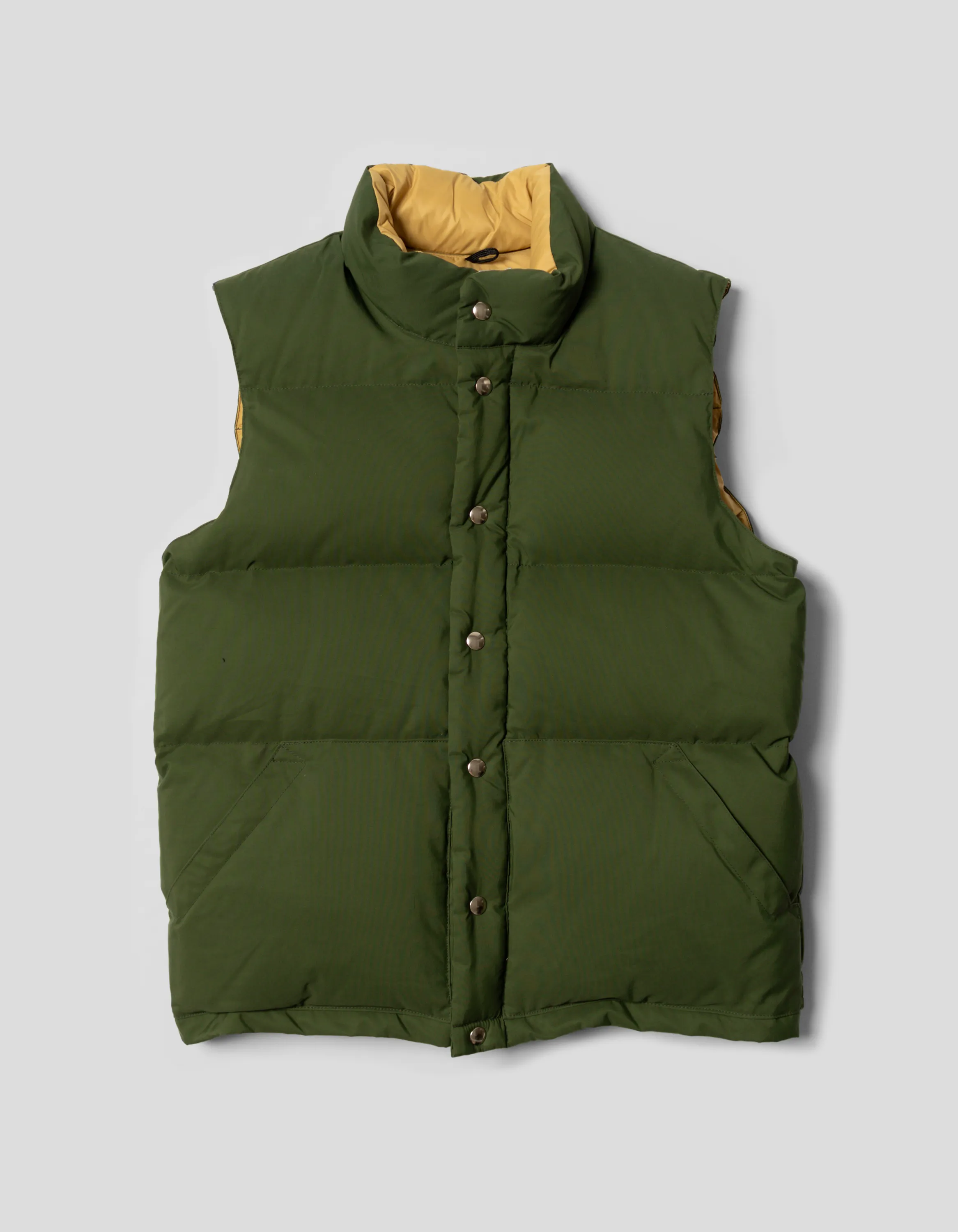 Made-in-USA Olive Crescent Down Works Italian Vest sold by J. Press