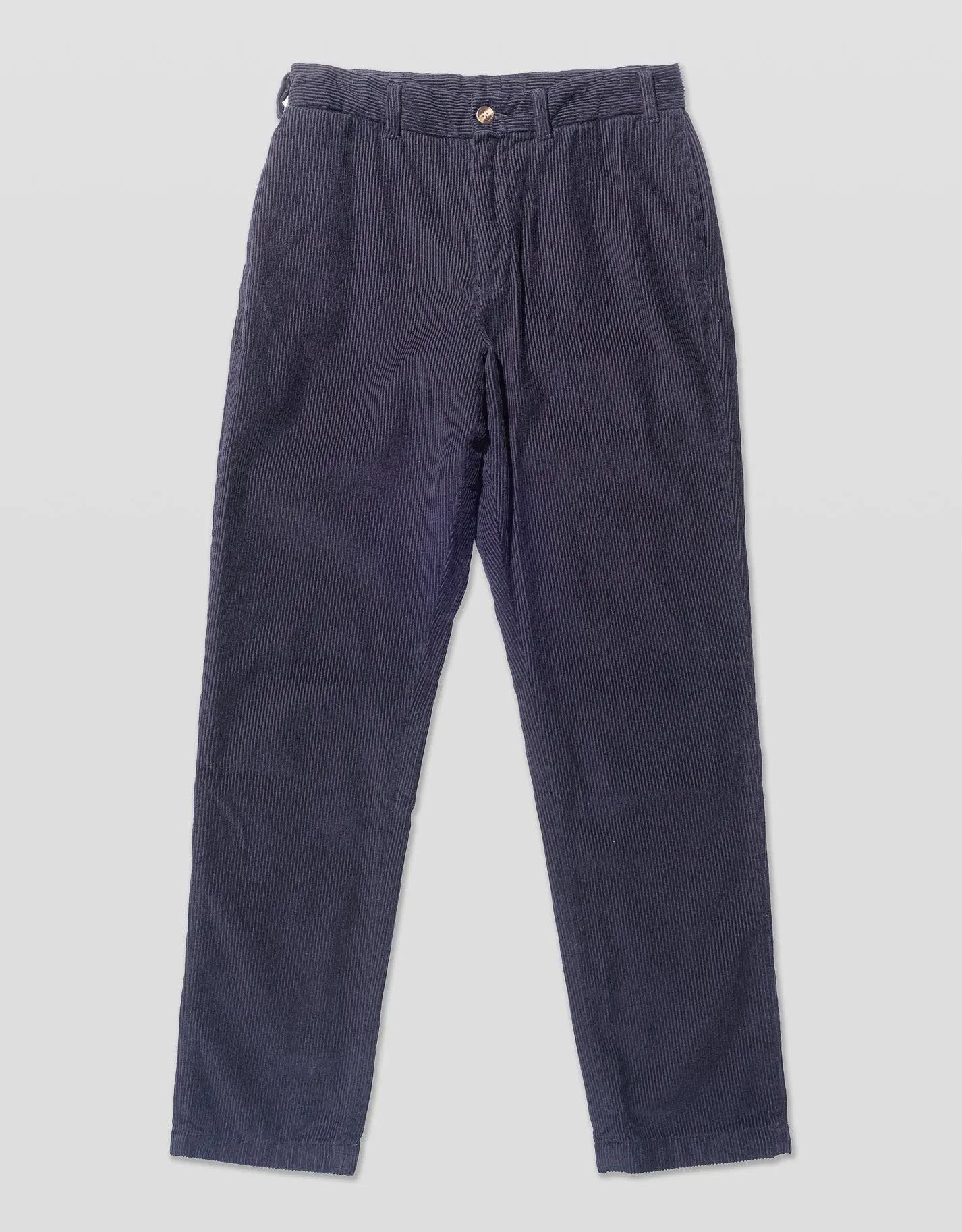 Solid Navy Wide Wale Corduroy Trouser - Trim Fit sold by J. Press
