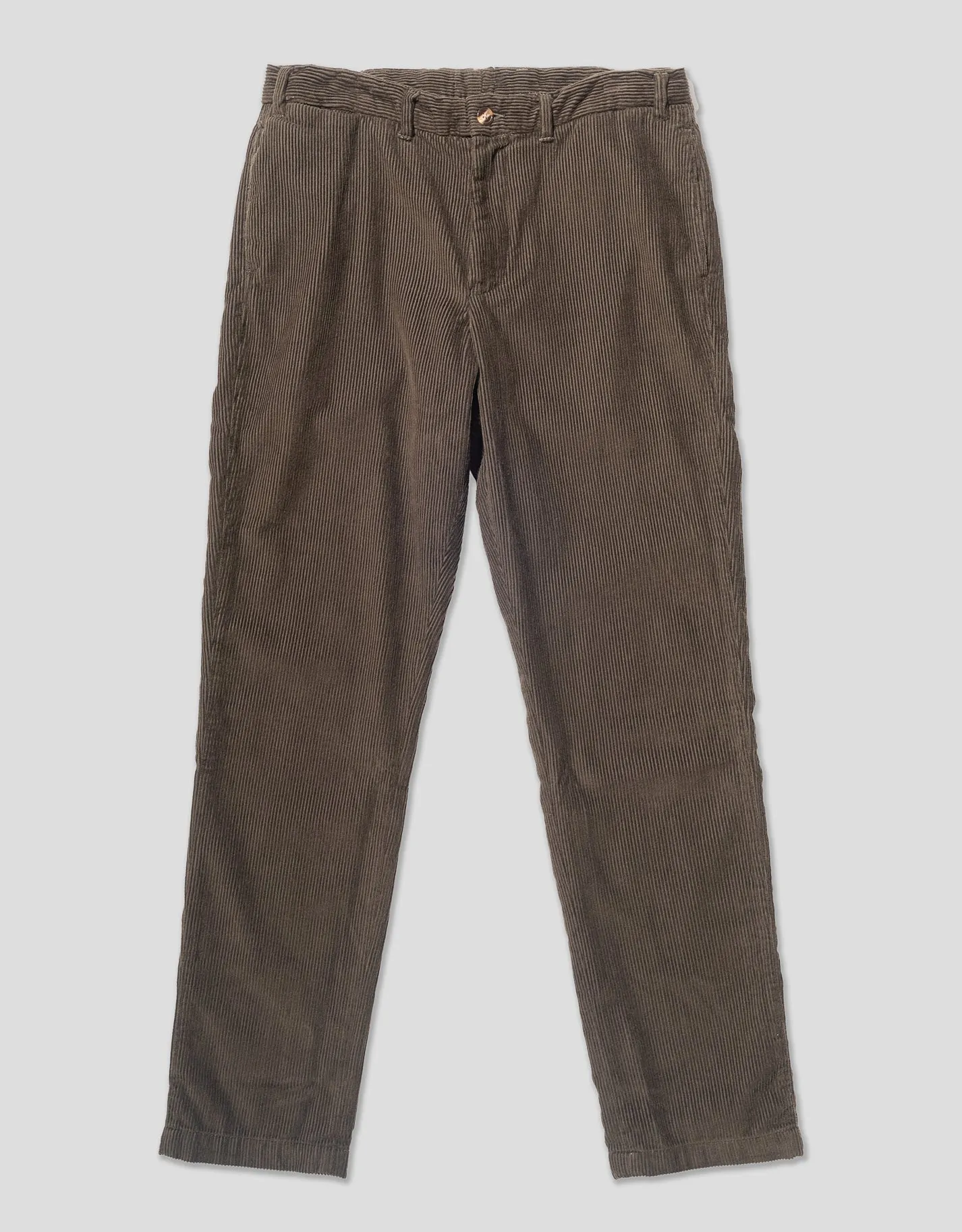 Solid Olive Wide Wale Corduroy Trouser - Trim Fit sold by J. Press