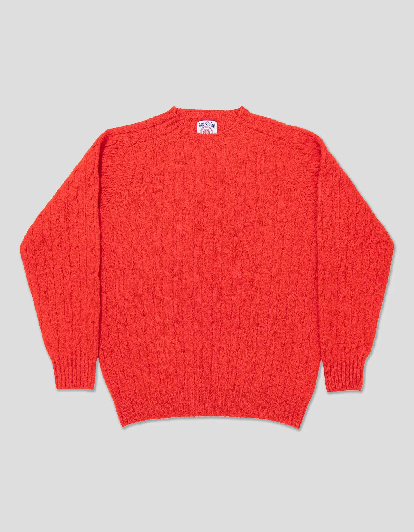 Made-in-Scotland Red Shaggy Dog Cable Knit Sweater - Classic Fit sold by J. Press