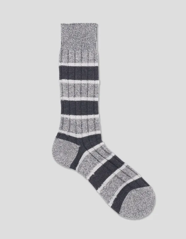 STRIPED CASHMERE SOCKS - CHARCOAL sold by J. Press