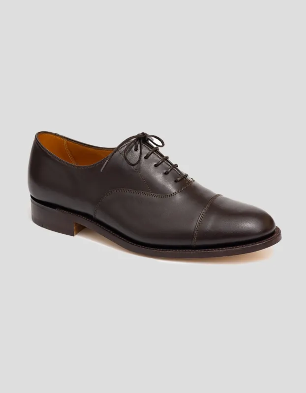 Made-in-England Dark Brown Calfskin Cap Toe Oxford sold by J. Press