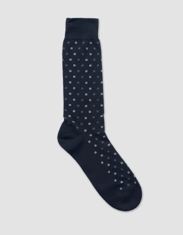 Made-in-England Black Box Motif Mid-Calf Cotton Socks sold by J. Press