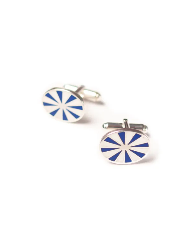 Made-in-USA Navy & White Pinwheel Cufflinks sold by J. Press