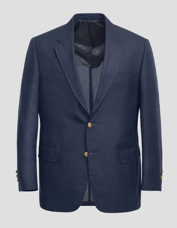 Made-in-Canada Navy Cotton/Wool Open-Weave Hopsack Blazer sold by J. Press