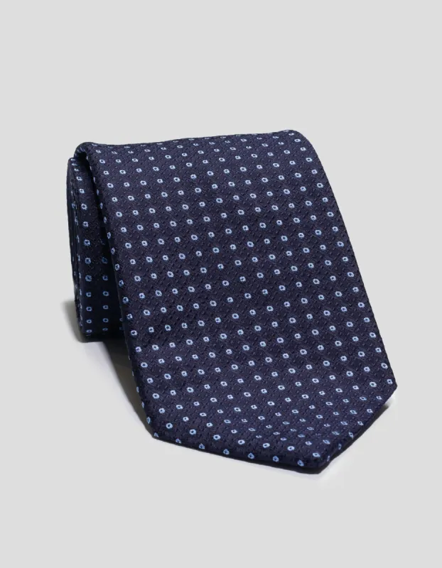 SILK JACQUARD FOULARD TIE - BLUE/NAVY sold by J. Press