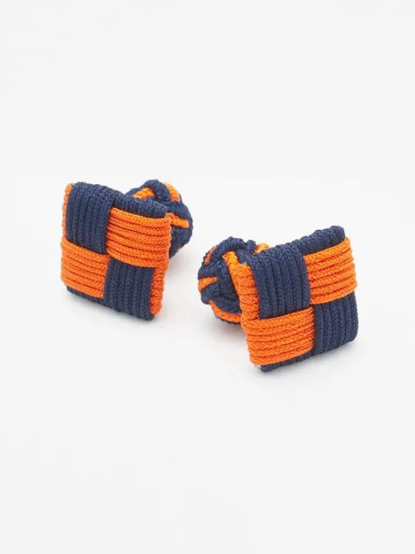 Navy & Orange Combo Knot Cufflinks sold by J. Press