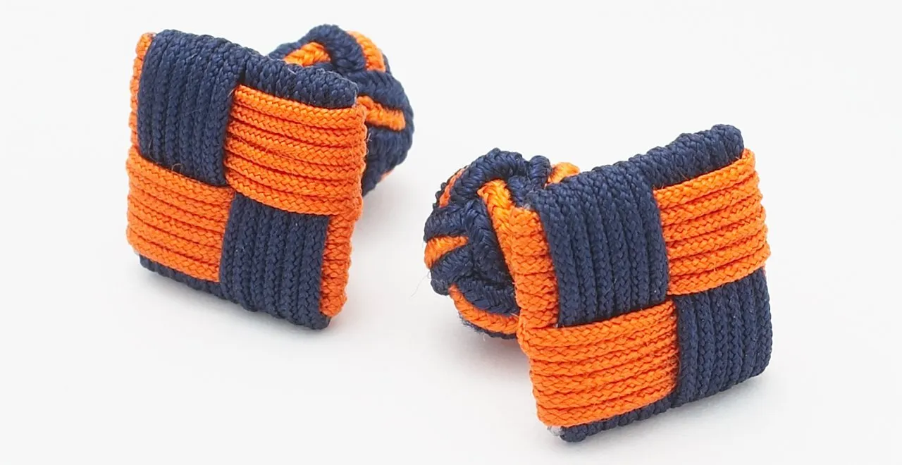 Navy & Orange Combo Knot Cufflinks sold by J. Press product image thumbnail 3