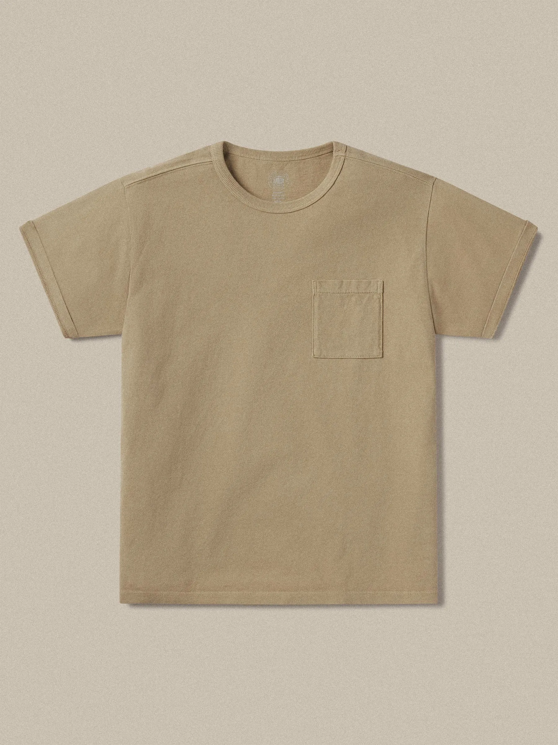 Made-in-USA Khaki Tough Knit Pocket Tee sold by J. Press
