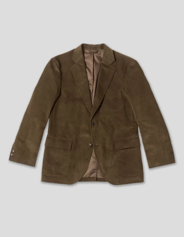 Olive Narrow Wale Corduroy Sport Coat - Trim Fit sold by J. Press