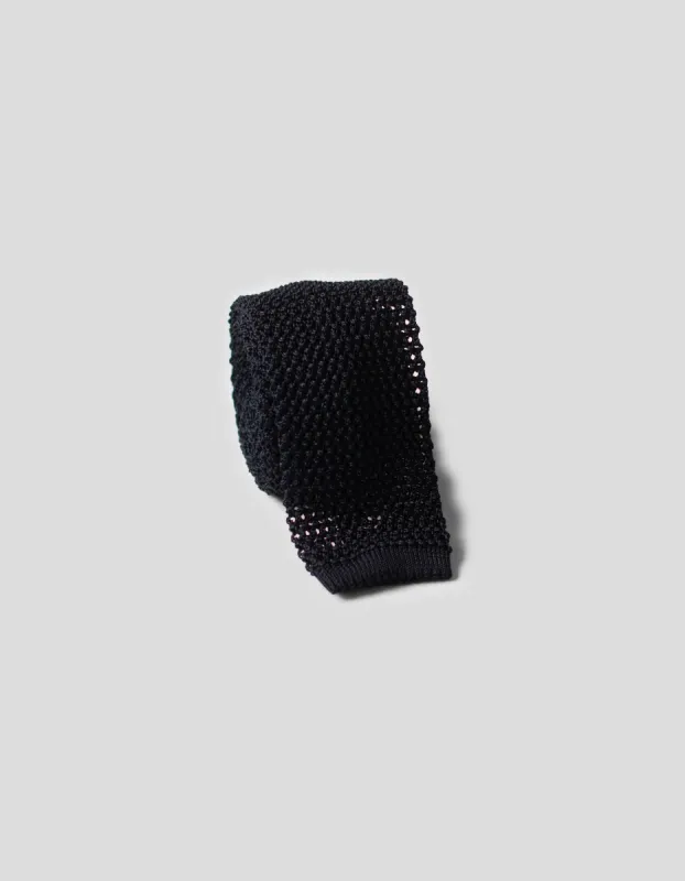 Made-in-Italy Navy Solid Silk Knit Tie sold by J. Press