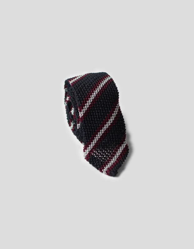 STRIPE POINTED TIP TIE - NAVY/BURGUNDY sold by J. Press
