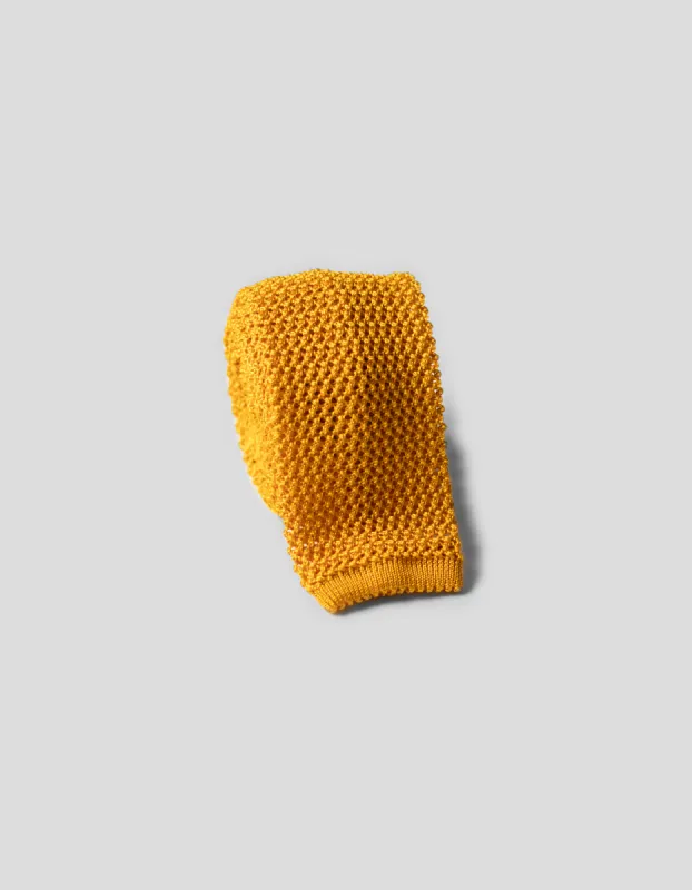 Made-in-Italy Yellow Solid Silk Knit Tie sold by J. Press