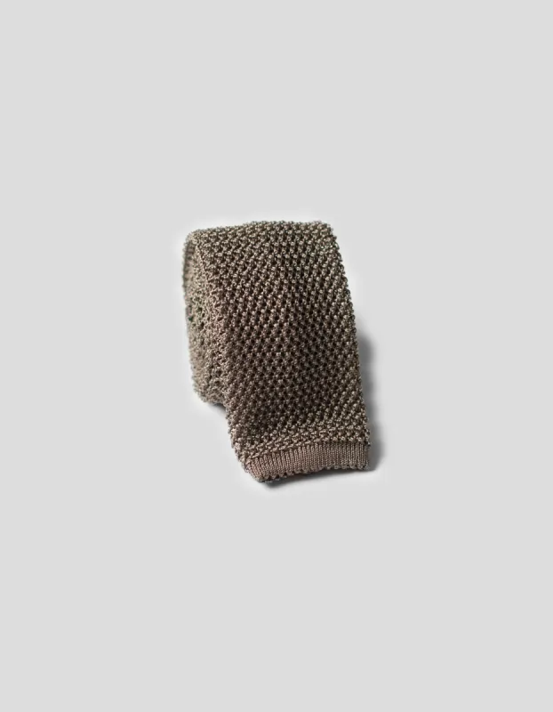 Made-in-Italy Gray Solid Silk Knit Tie sold by J. Press