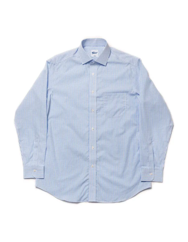 Light Blue Check Spread Collar Dress Shirt - Trim Fit sold by J. Press