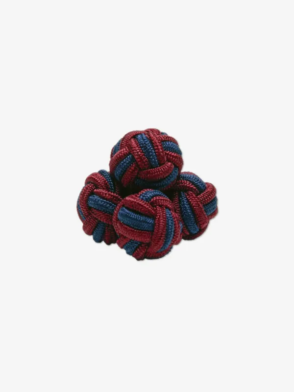 Burgundy & Blue Monkey's Fist Silk Knot Cufflinks sold by J. Press
