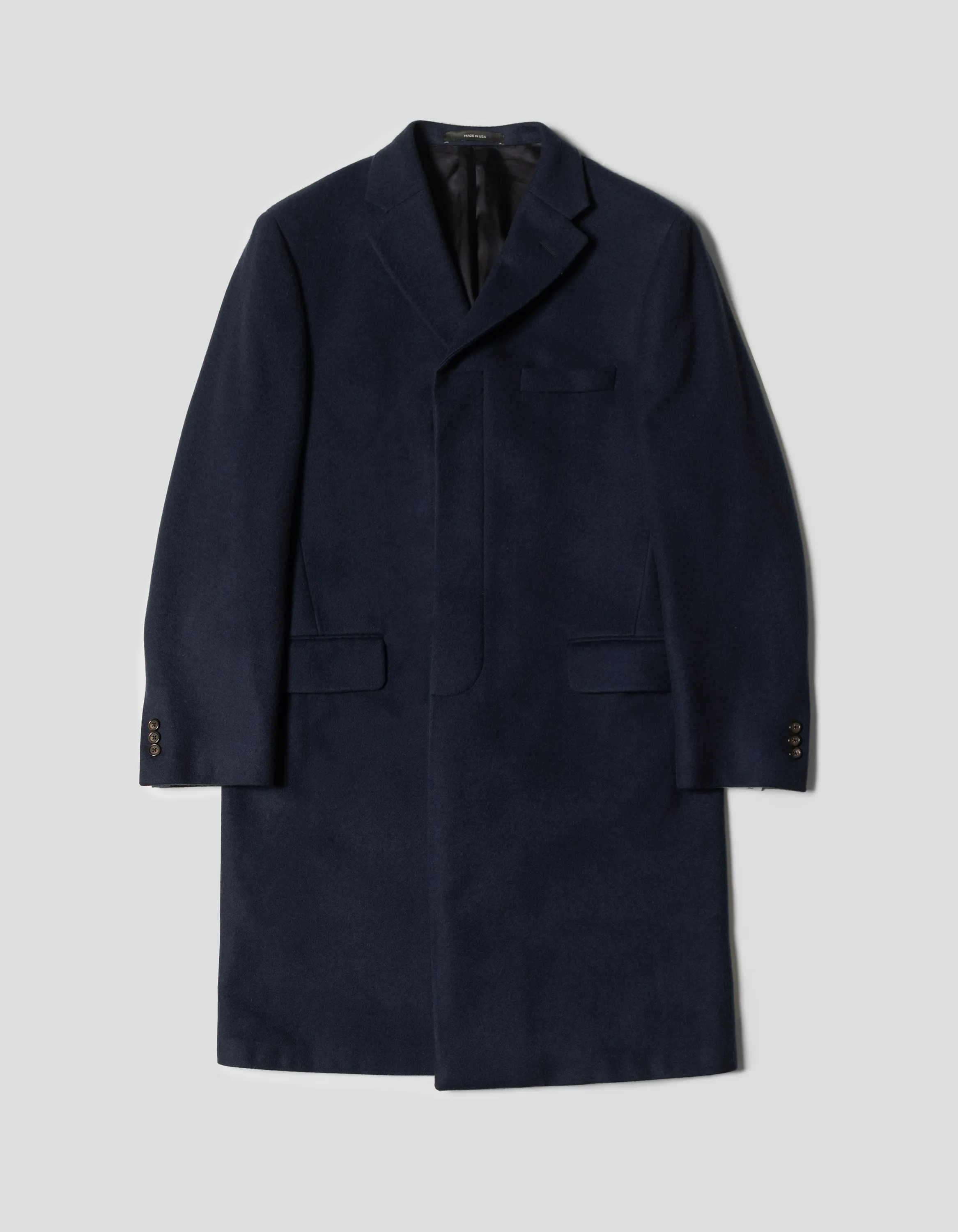 Made-in-USA Navy Cashmere Topcoat sold by J. Press