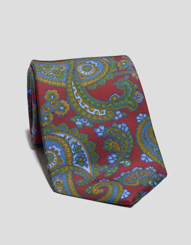 PRINTED PAISLEY TIE - BURGUNDY sold by J. Press