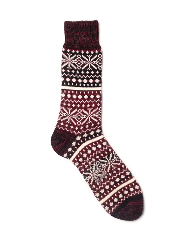 WINE/BLACK FAIR ISLE SOCKS sold by J. Press