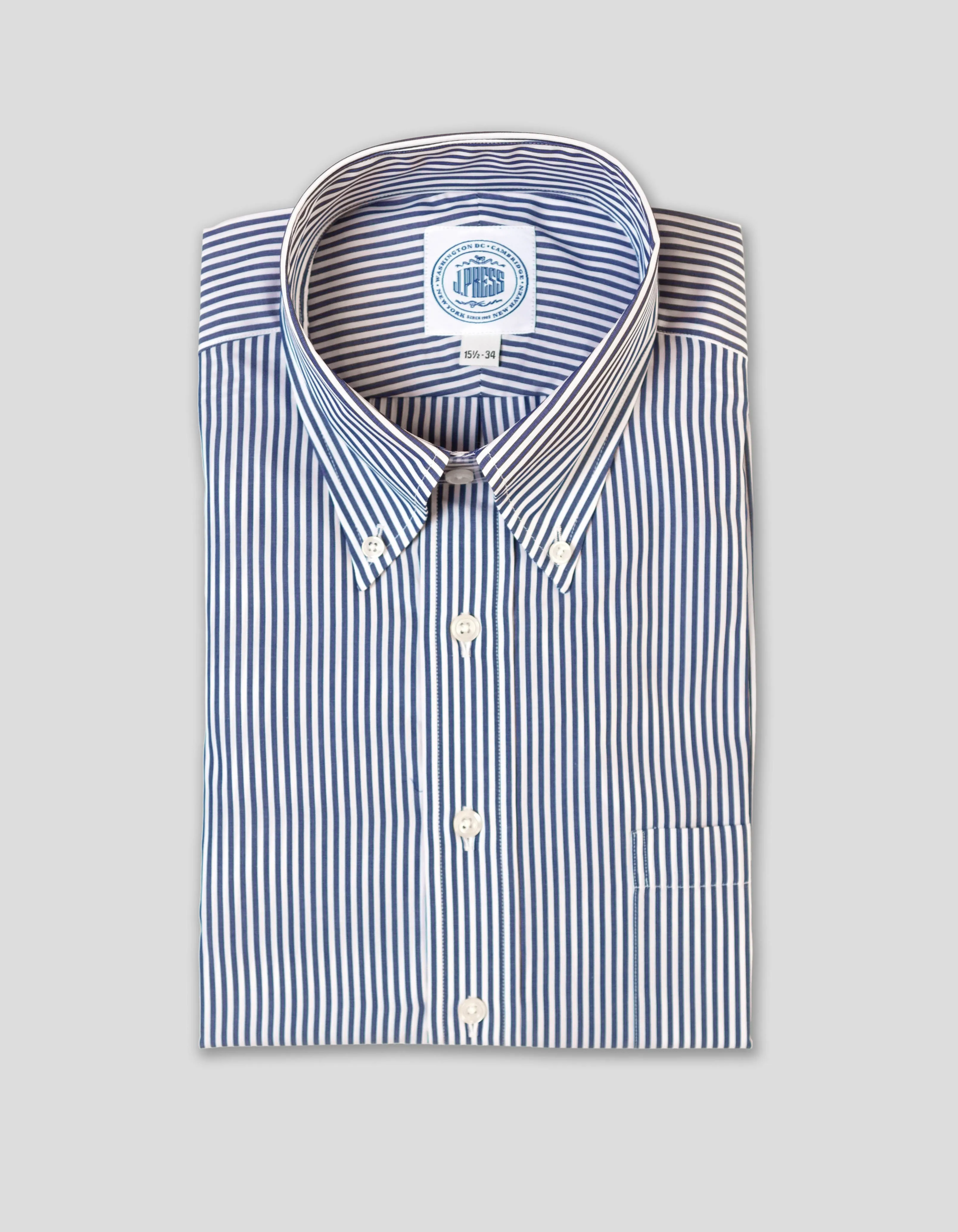 Made-in-Canada Navy Bengal Stripe Button Down Shirt - Classic Fit sold by J. Press