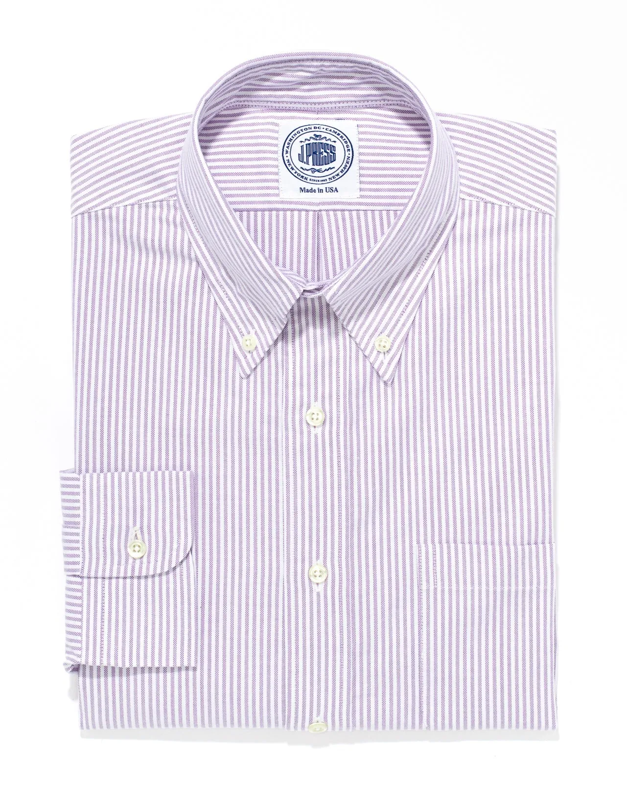 Made-in-USA Purple University Stripe Oxford Cloth Shirt - Classic Fit sold by J. Press