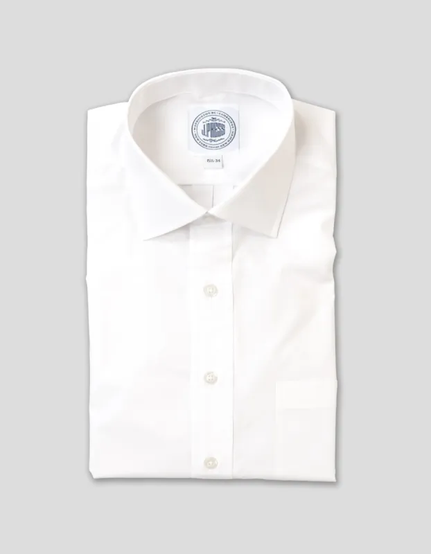 Made-in-Canada Solid White Broadcloth Spread Collar Dress Shirt - Classic Fit sold by J. Press