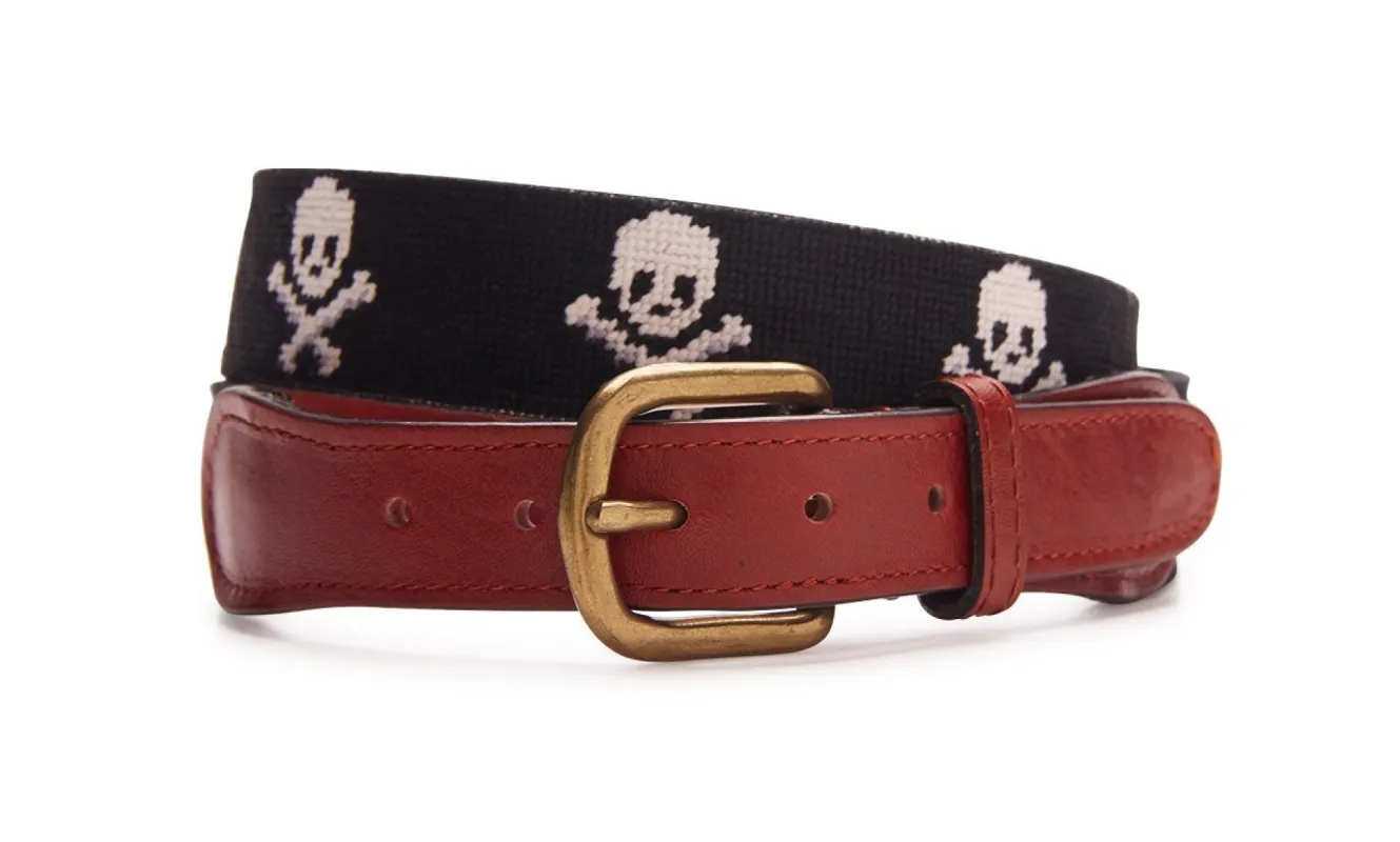 Skull and Bones Needlepoint Belt sold by J. Press