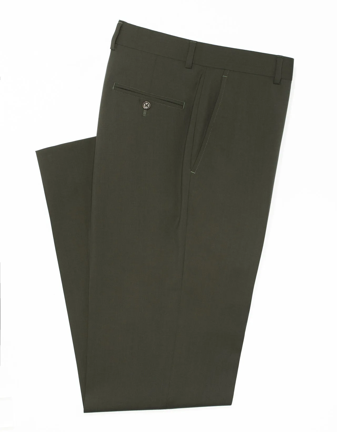 OLIVE TROPICAL WOOL TROUSERS sold by J. Press