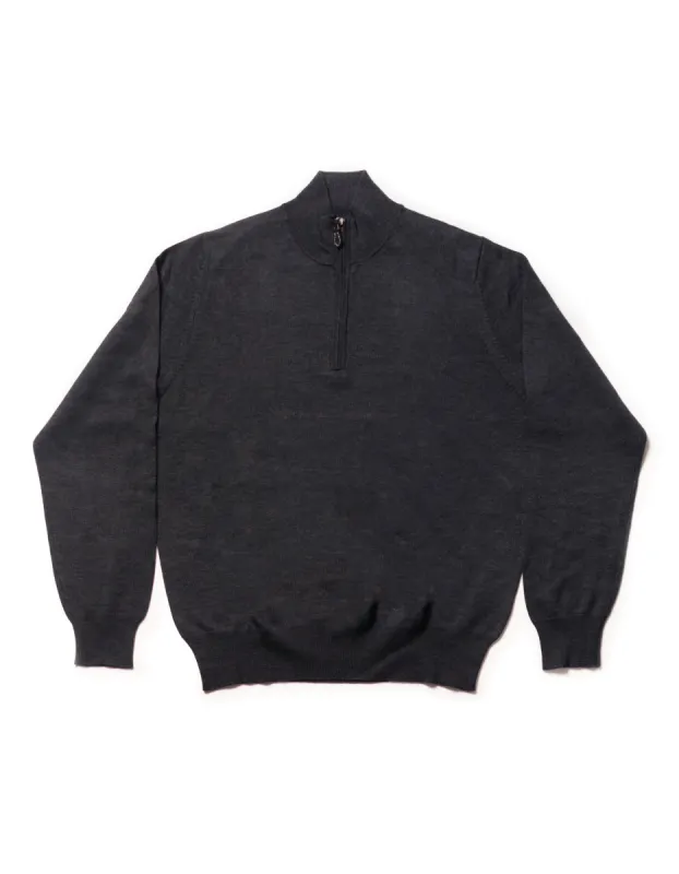 MERINO WOOL QUARTER ZIP UP - CHARCOAL sold by J. Press