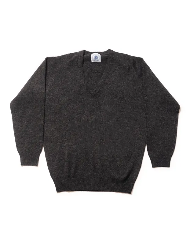 LAMBSWOOL V NECK SWEATER - CHARCOAL sold by J. Press