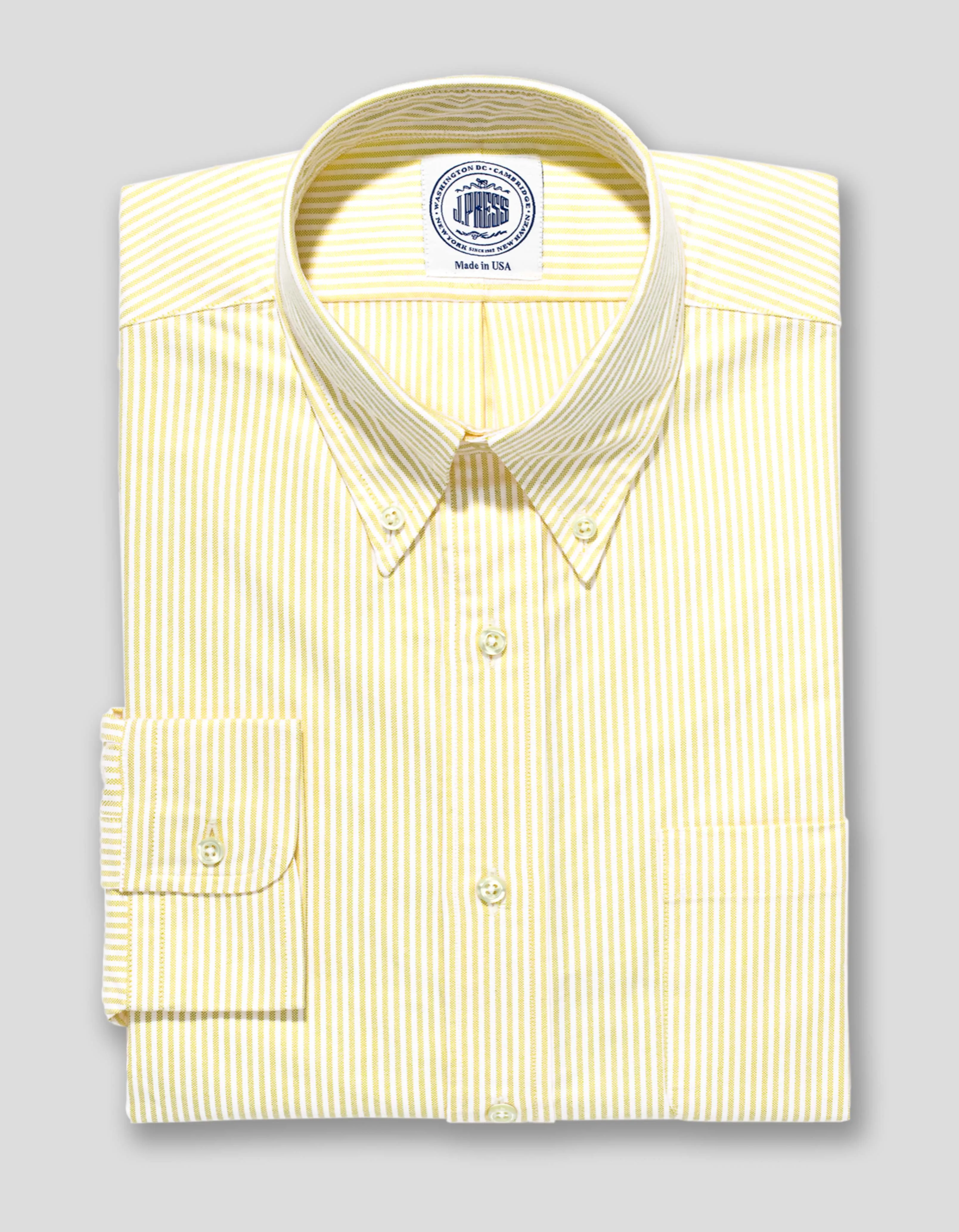 Made-in-USA Yellow University Stripe Oxford Dress Shirt - Classic Fit sold by J. Press