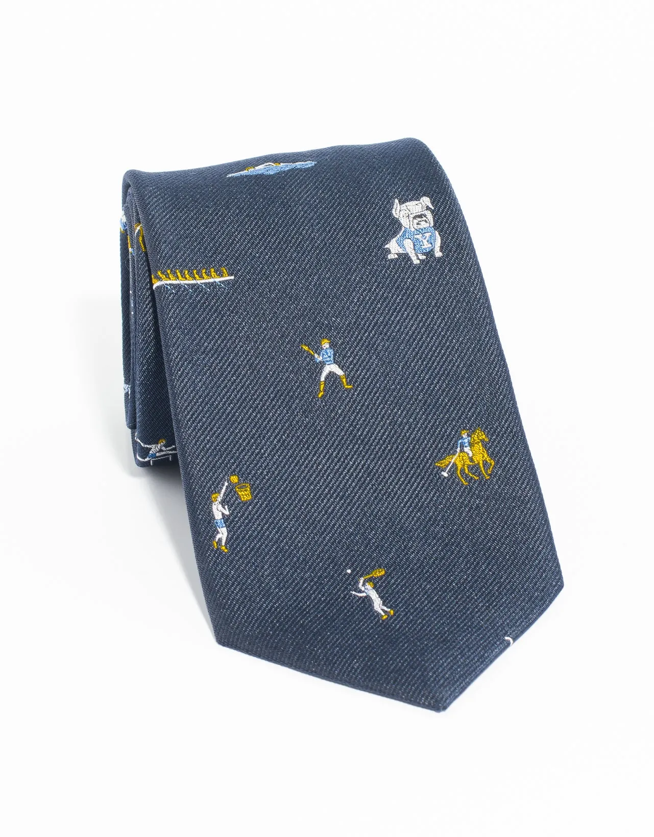 Made-in-UK Navy Sports Club Tie sold by J. Press