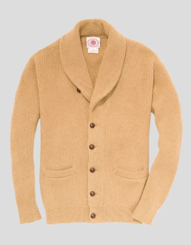 Made-in-Scotland Shawl Collar Camelhair Cardigan sold by J. Press