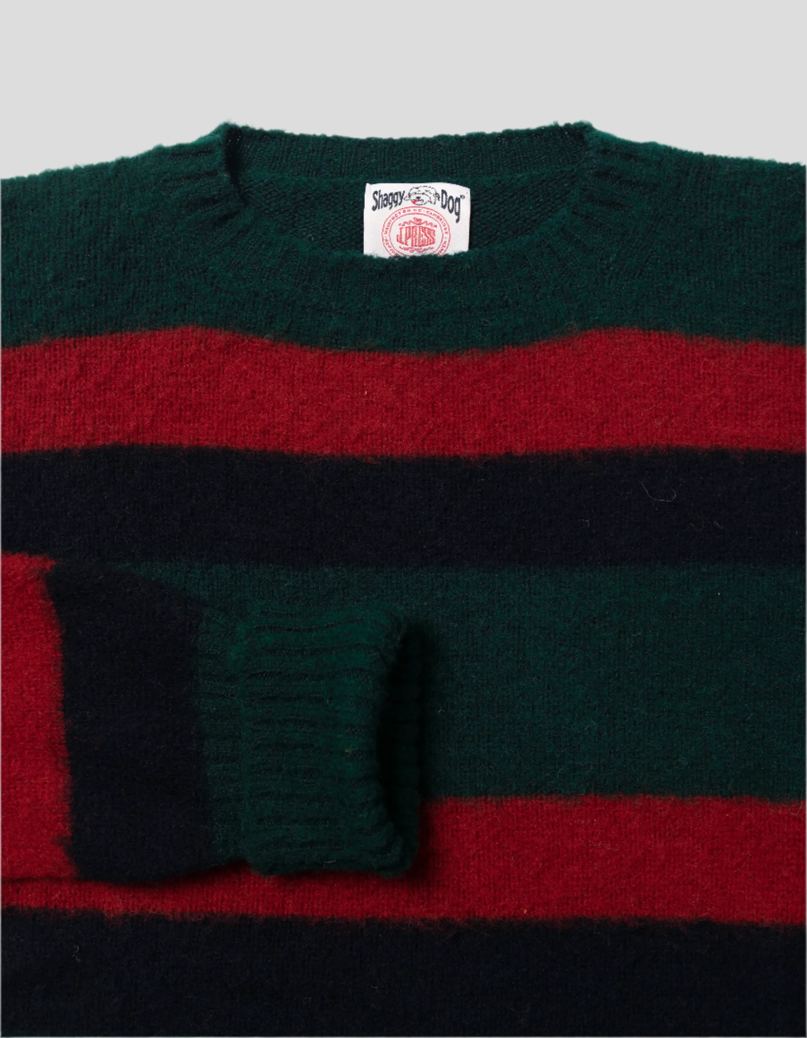 Made-in-Scotland Shaggy Dog Green, Navy & Red Regimental Stripe Sweater - Classic Fit sold by J. Press product image thumbnail 2
