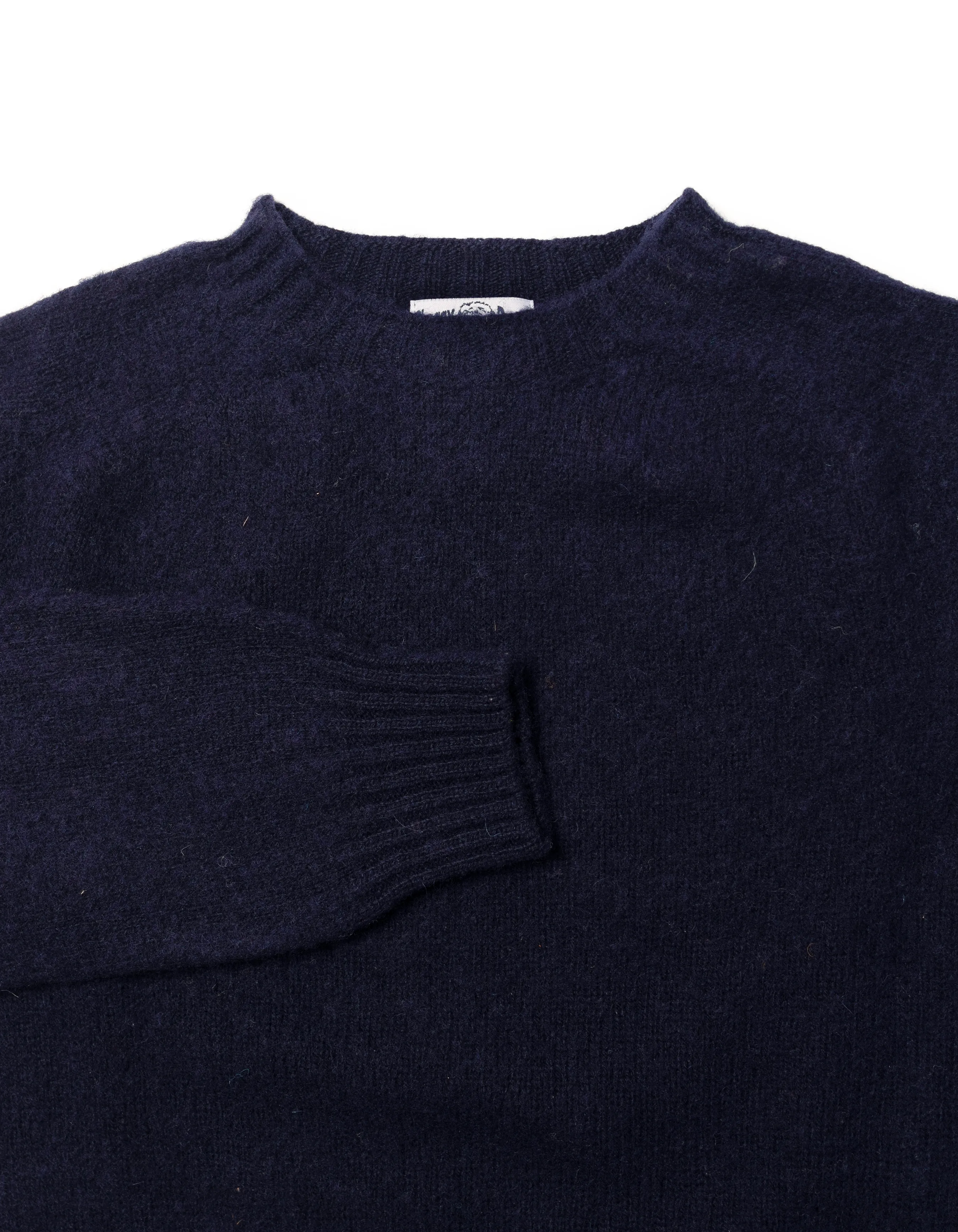 Made-in-Scotland Navy Sleeve Stripe Shaggy Dog Sweater - Trim Fit sold by J. Press product image thumbnail 2
