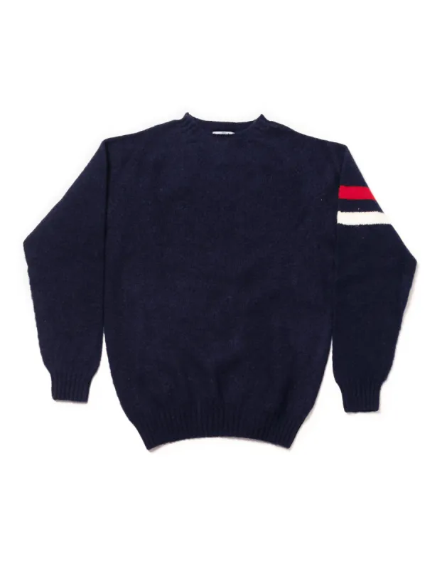 SHAGGY DOG SWEATER NAVY TWO COLOR RINGS - TRIM FIT sold by J. Press