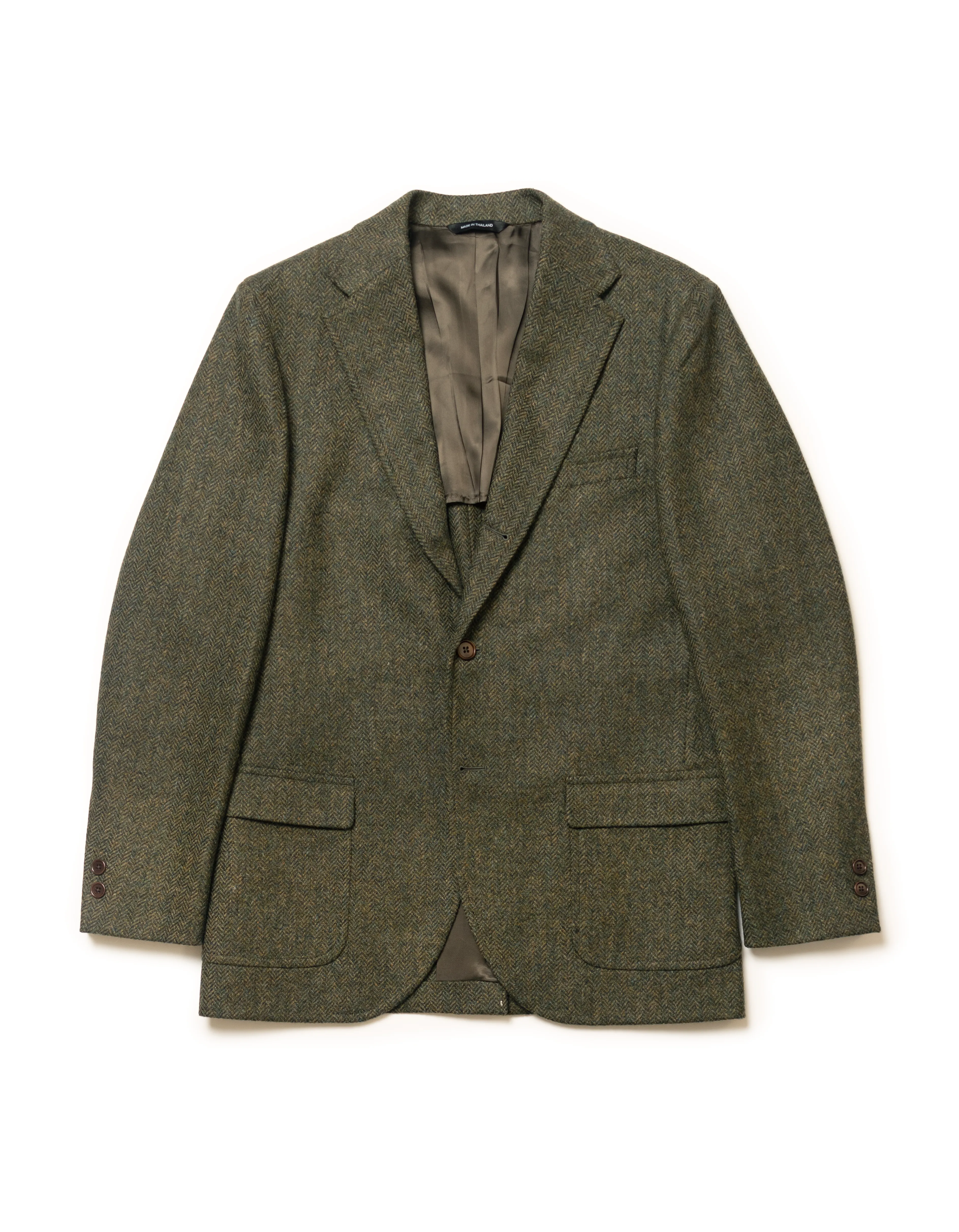 Olive Herringbone Wool Sport Coat - Trim Fit sold by J. Press