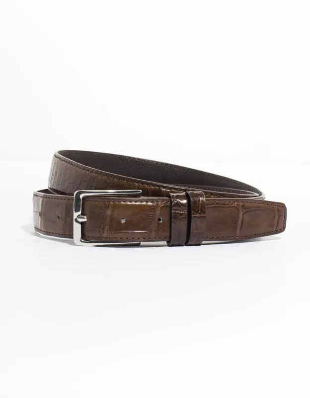 Made in USA Chocolate Brown Crocodile Belt made by J. Press