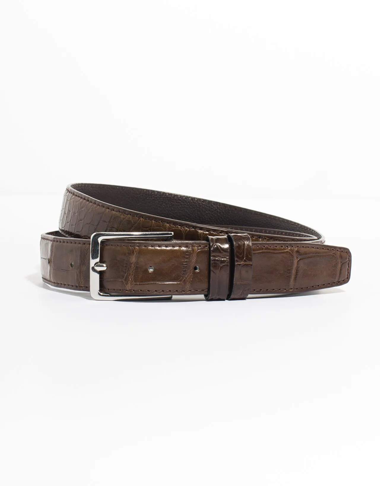 Made in USA Chocolate Brown Crocodile Belt sold by J. Press